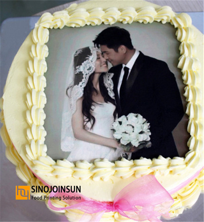 Gâteau de mariage imprimé photo avec feuille de glace SinojoinSun ™, papier comestible, encre comestible_ 副 本 本 本