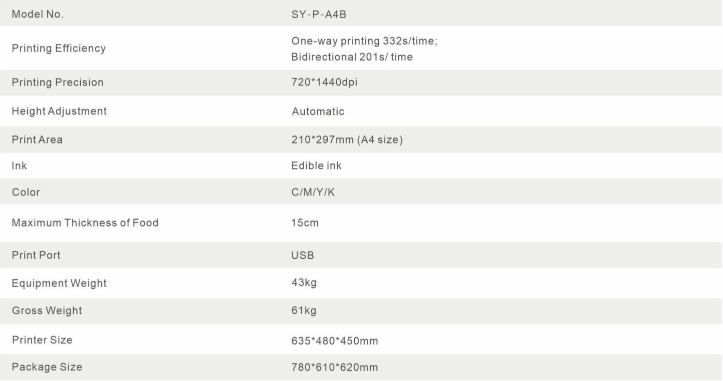 Imprimante alimentaire A4 sinojoinsun