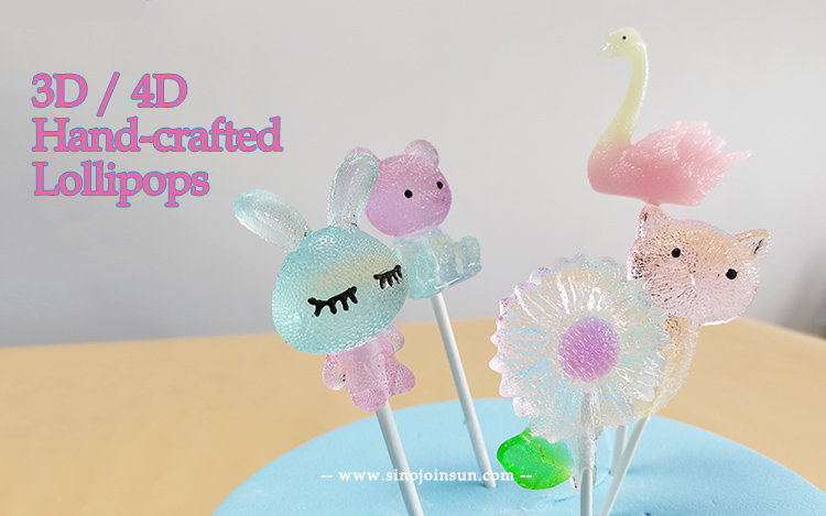 Lollipops 3D fabriqués à la main, sucettes 4D fabriquées à la main